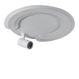 Modern White Arc Flush Mount Ceiling Light with Adjustable Spotlight for Study and Bedroom