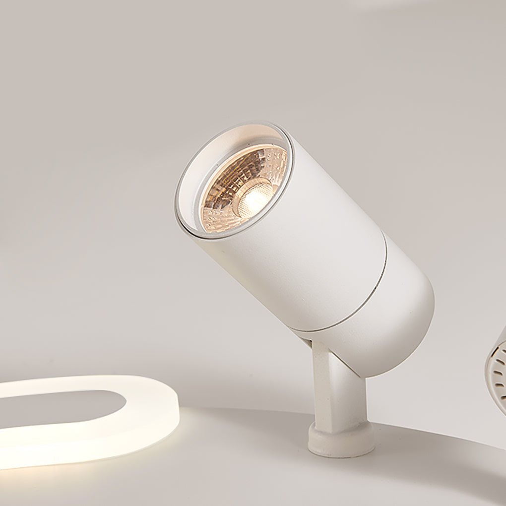 Modern White Arc Flush Mount Ceiling Light with Adjustable Spotlight for Study and Bedroom