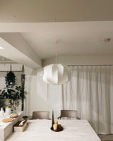 Modern White Bubble Swag Pendant Light Geometric Plug In Hanging Lamp for Indoor Decor
