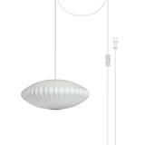 Modern White Bubble Swag Pendant Light Geometric Plug In Hanging Lamp for Indoor Decor