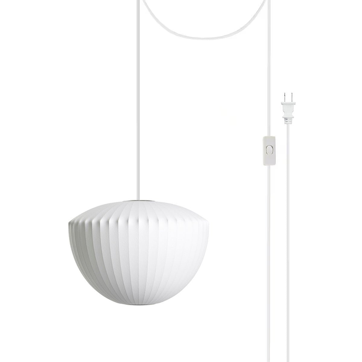 Modern White Bubble Swag Pendant Light Geometric Plug In Hanging Lamp for Indoor Decor