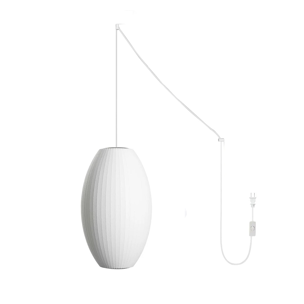 Modern White Bubble Swag Pendant Light Geometric Plug In Hanging Lamp for Indoor Decor