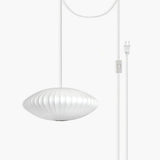 Modern White Bubble Swag Pendant Light Geometric Plug In Hanging Lamp for Indoor Decor