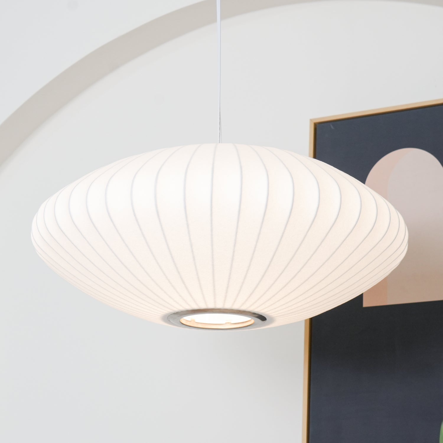 Modern White Bubble Swag Pendant Light Geometric Plug In Hanging Lamp for Indoor Decor