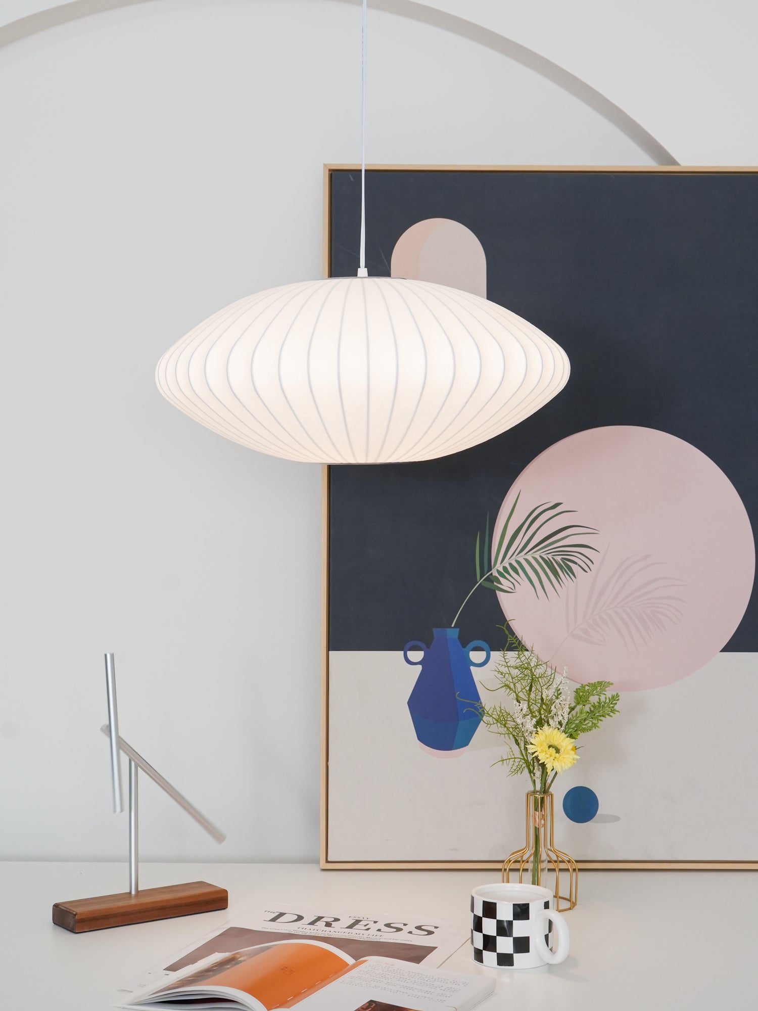 Modern White Bubble Swag Pendant Light Geometric Plug In Hanging Lamp for Indoor Decor