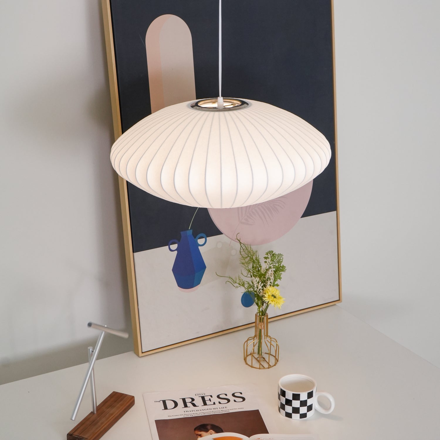 Modern White Bubble Swag Pendant Light Geometric Plug In Hanging Lamp for Indoor Decor