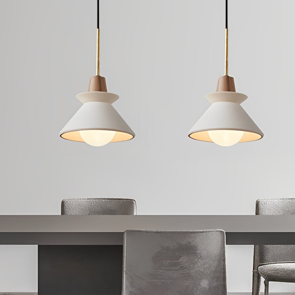 Modern White Cement Pendant Light Nordic Industrial Kitchen Island Hanging Lamp for Dining Room