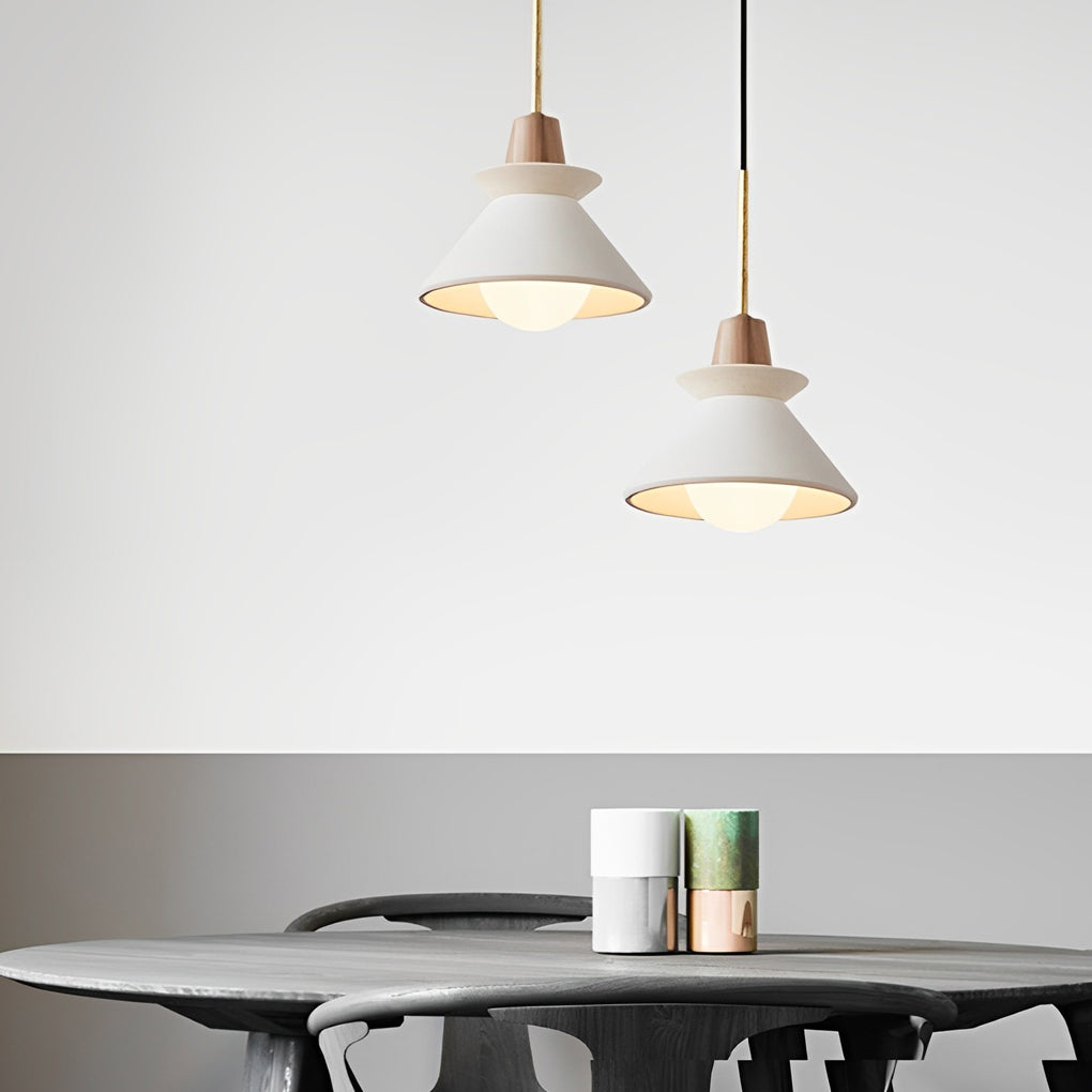 Modern White Cement Pendant Light Nordic Industrial Kitchen Island Hanging Lamp for Dining Room