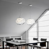 Modern White Cloud Shaped Glass Pendant Light Round LED Chandelier for Dining Room Bedroom