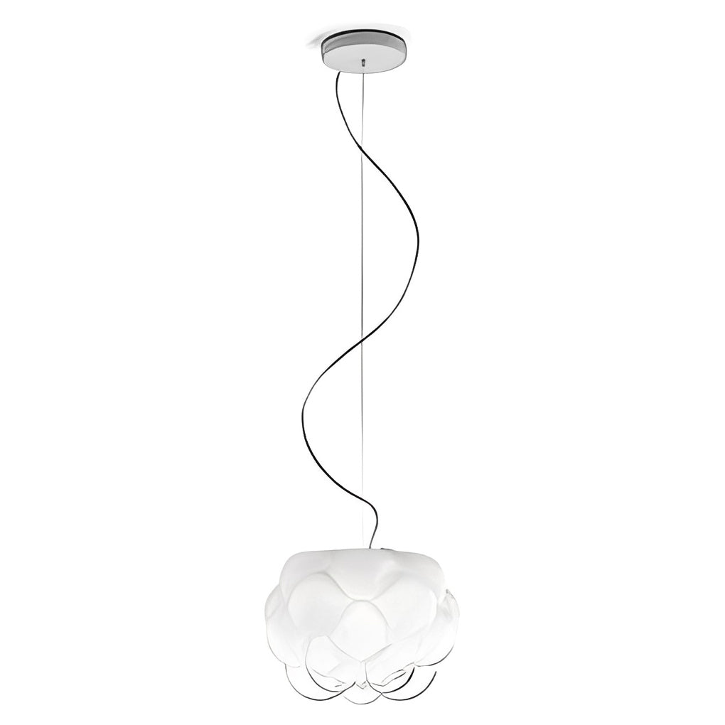 Modern White Cloud Shaped Glass Pendant Light Round LED Chandelier for Dining Room Bedroom