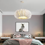Modern White Feather Pendant Light Creative Minimalist Chandelier for Bedroom and Living Room