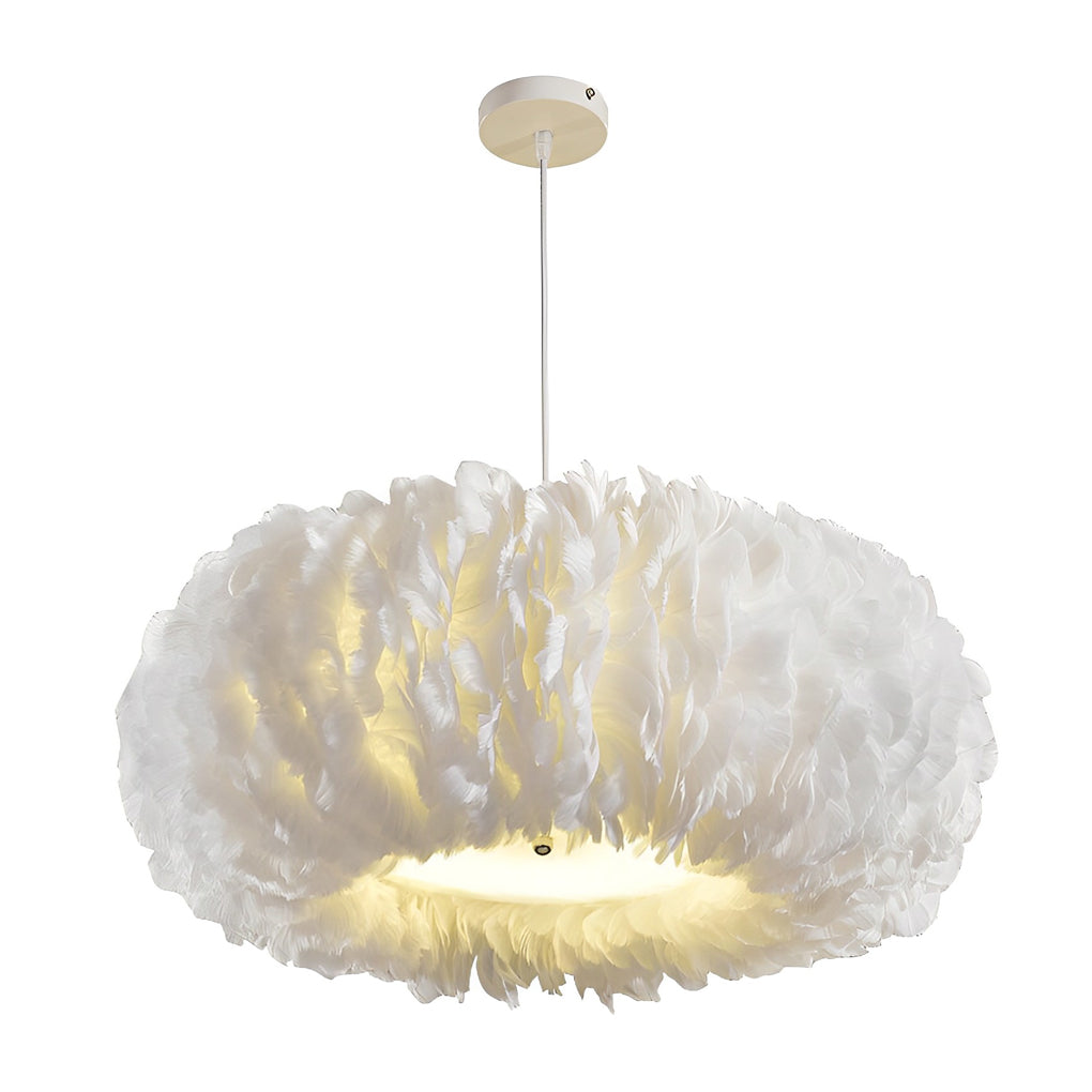 Modern White Feather Pendant Light Creative Minimalist Chandelier for Bedroom and Living Room