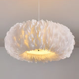 Modern White Feather Pendant Light Creative Minimalist Chandelier for Bedroom and Living Room