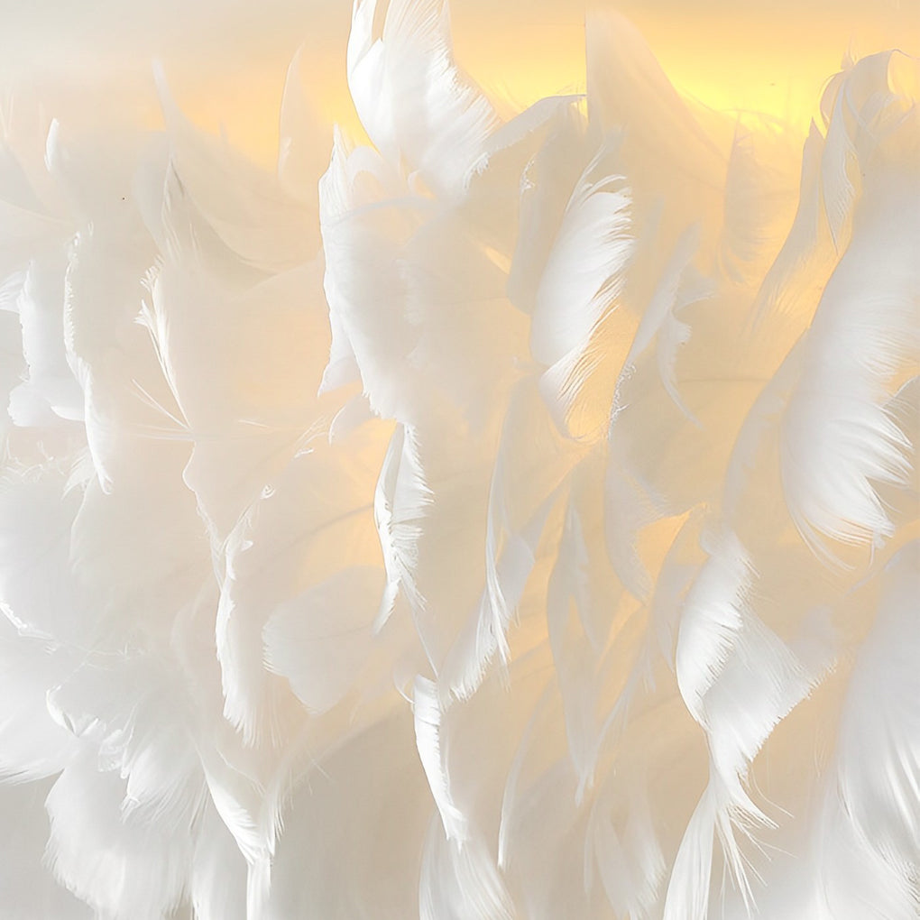 Modern White Feather Pendant Light Creative Minimalist Chandelier for Bedroom and Living Room
