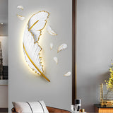 Modern White Feather Resin LED Wall Sconce Dimmable Art Decor Lighting for Living Room