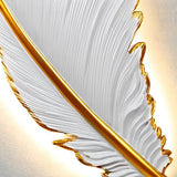 Modern White Feather Resin LED Wall Sconce Dimmable Art Decor Lighting for Living Room