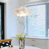 Modern White Flower Pendant Light with 3 Step Dimming and Adjustable Hanging Cord for Dining Room