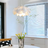 Modern White Flower Pendant Light with 3 Step Dimming and Adjustable Hanging Cord for Dining Room