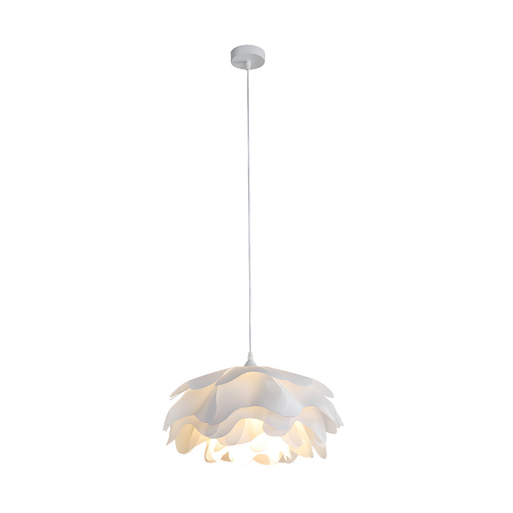 Modern White Flower Pendant Light with 3 Step Dimming and Adjustable Hanging Cord for Dining Room