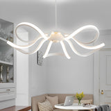Modern White Flower Petal LED Chandelier Nordic Stepless Dimming Flush Mount Ceiling Light