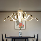 Modern White Flower Petal LED Chandelier Nordic Stepless Dimming Flush Mount Ceiling Light