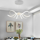 Modern White Flower Petal LED Chandelier Nordic Stepless Dimming Flush Mount Ceiling Light