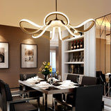Modern White Flower Petal LED Chandelier Nordic Stepless Dimming Flush Mount Ceiling Light