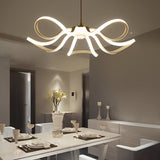 Modern White Flower Petal LED Chandelier Nordic Stepless Dimming Flush Mount Ceiling Light