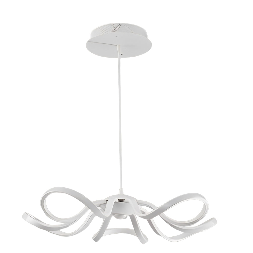 Modern White Flower Petal LED Chandelier Nordic Stepless Dimming Flush Mount Ceiling Light