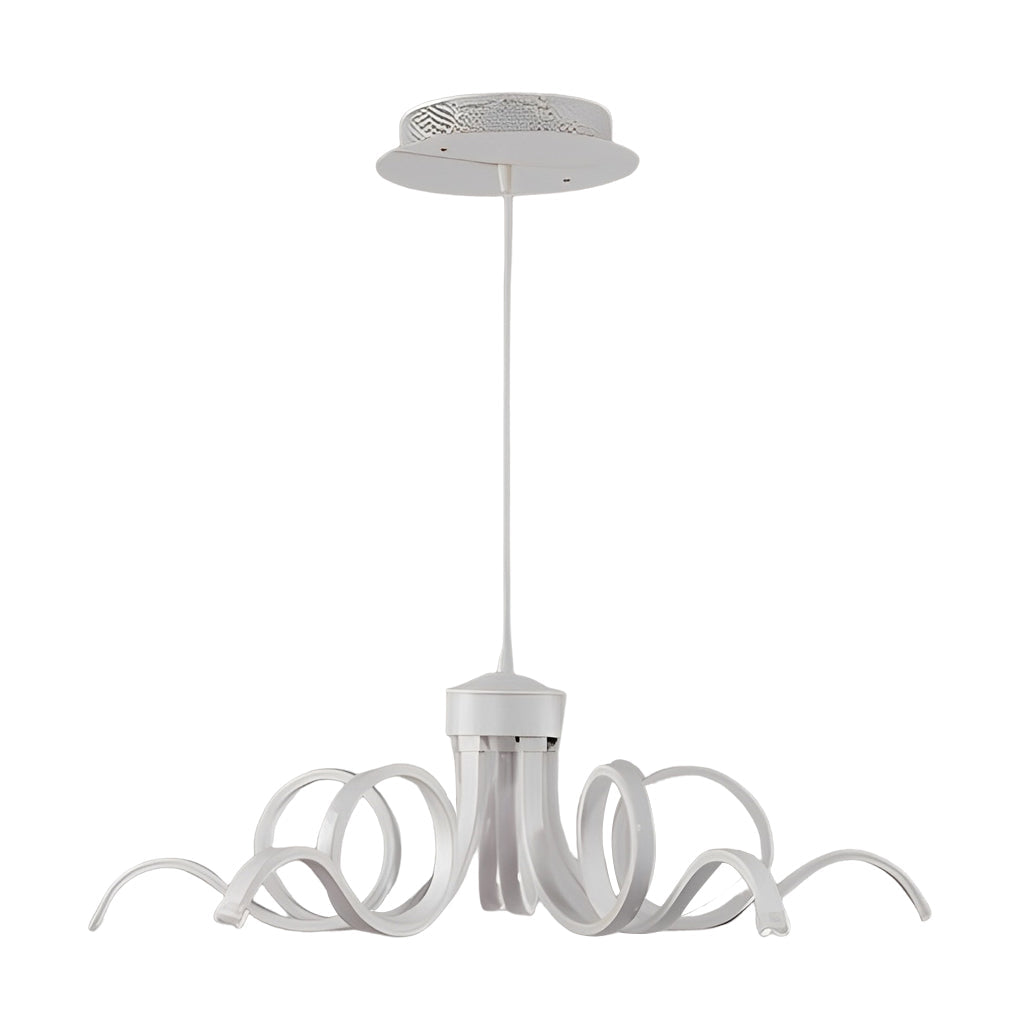 Modern White Flower Petal LED Chandelier Nordic Stepless Dimming Flush Mount Ceiling Light