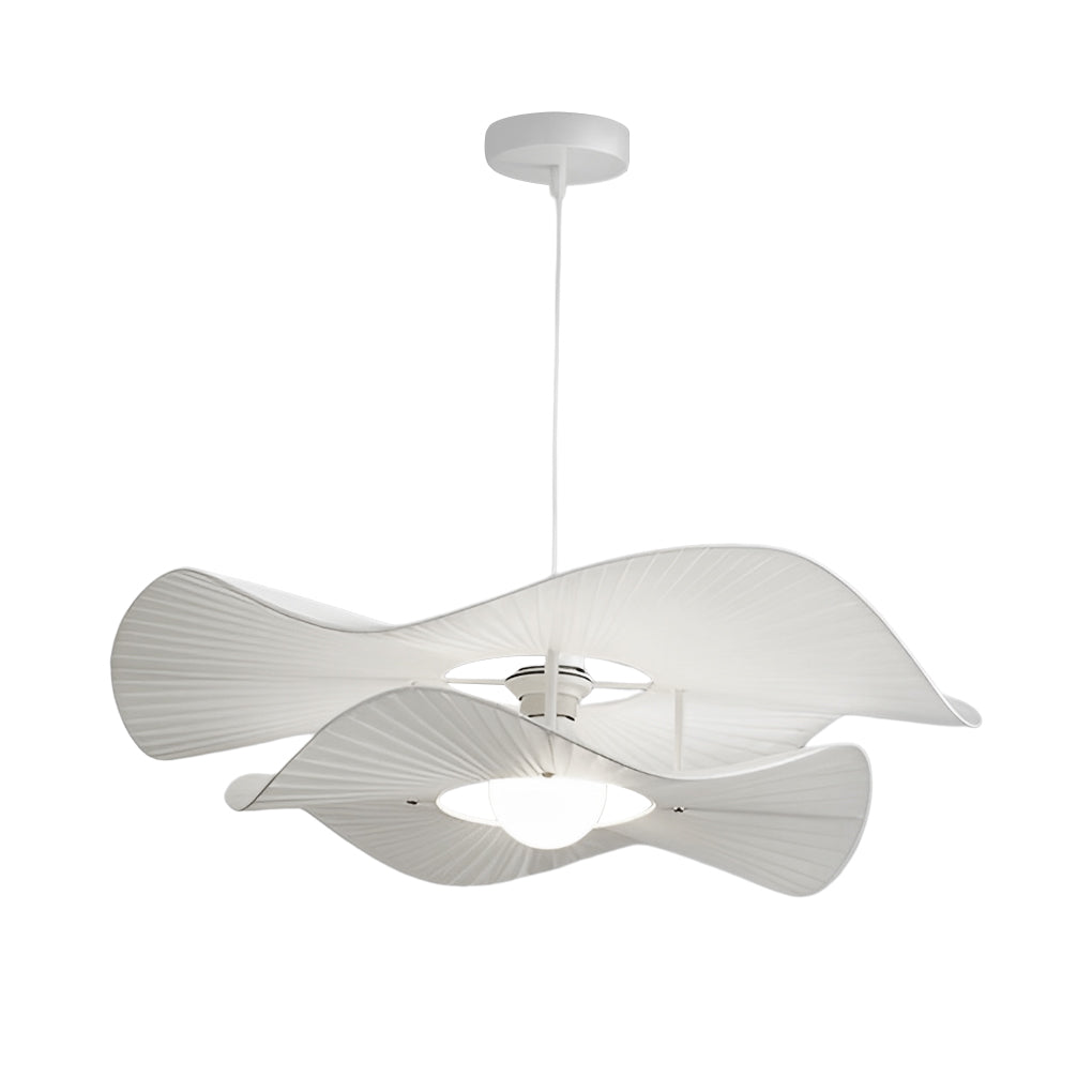 Modern White Flower Pleated Fabric Ceiling Light with Three Step Dimming Control