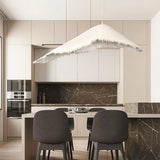 Modern White FRP Pendant Light with Glass Fiber Diffuser Elegant Floating Suspension Lamp for Living Room
