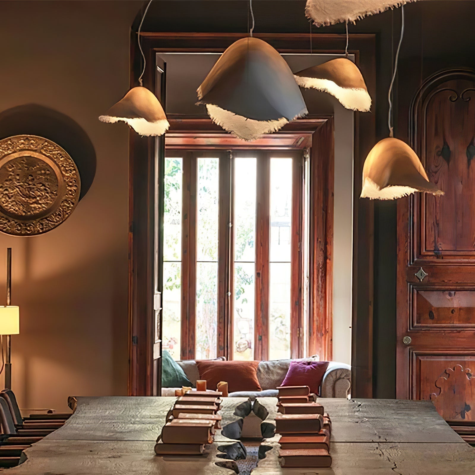 Modern White FRP Pendant Light with Glass Fiber Diffuser Elegant Floating Suspension Lamp for Living Room