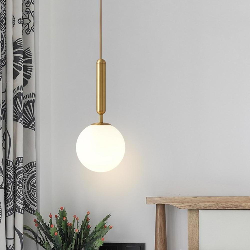 Modern White Glass Globe Pendant Light Nordic Minimalist Hanging Lamp for Kitchen Island