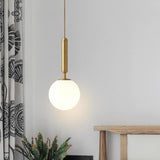 Modern White Glass Globe Pendant Light Nordic Minimalist Hanging Lamp for Kitchen Island