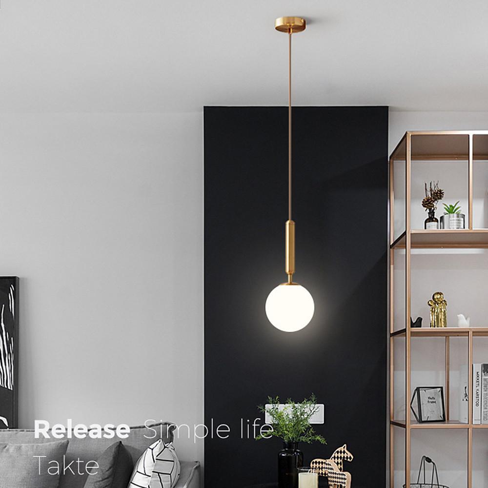 Modern White Glass Globe Pendant Light Nordic Minimalist Hanging Lamp for Kitchen Island