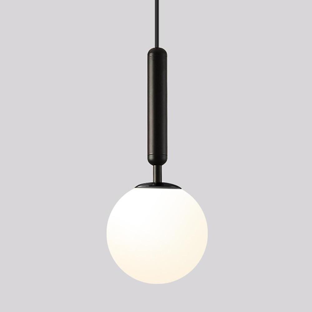 Modern White Glass Globe Pendant Light Nordic Minimalist Hanging Lamp for Kitchen Island