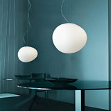 Modern White Glass Sphere LED Pendant Light Round Orb Hanging Ceiling Lamp