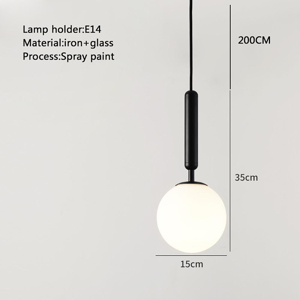 Modern White Globe Glass Ball Pendant Light for Kitchen Island and Bedroom in Gold and Black Finish