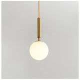 Modern White Globe Glass Ball Pendant Light for Kitchen Island and Bedroom in Gold and Black Finish