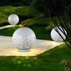 Modern White Hollow Sphere Outdoor Garden Light Waterproof Metal Round Lawn Lantern