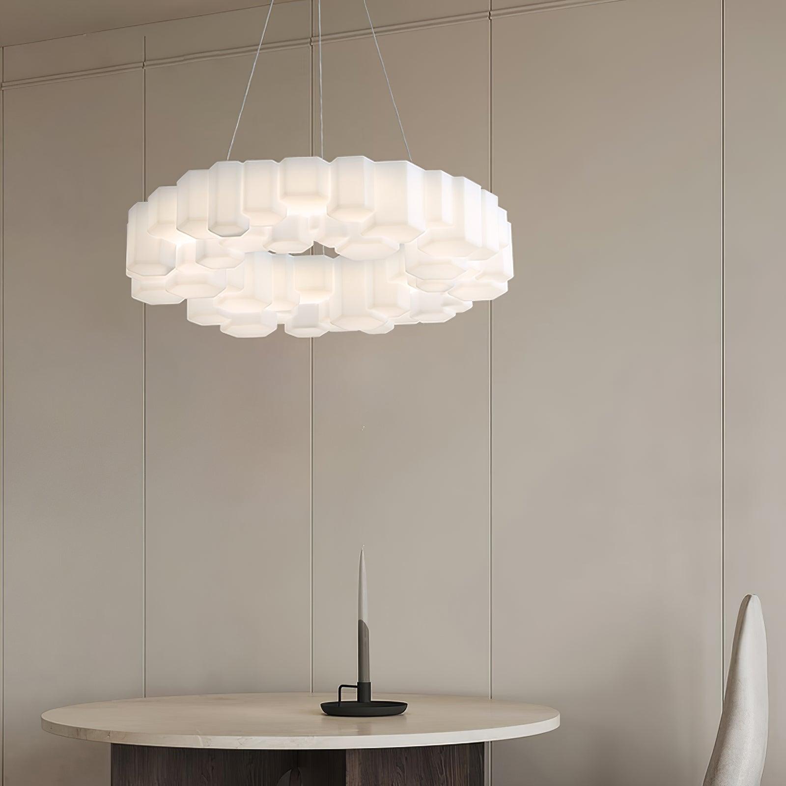 Modern White Honeycomb Geometric LED Ceiling Fixture for Contemporary Living Spaces