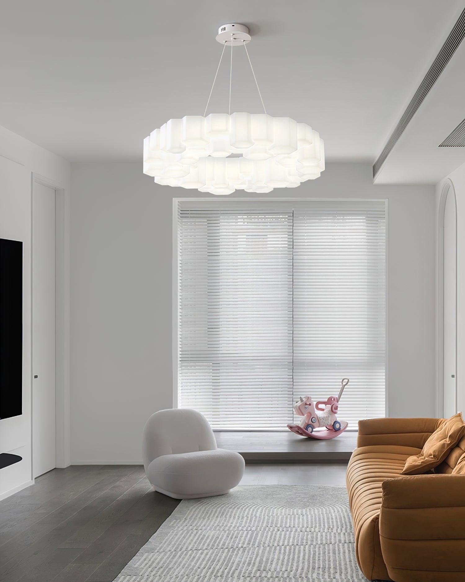Modern White Honeycomb Geometric LED Ceiling Fixture for Contemporary Living Spaces