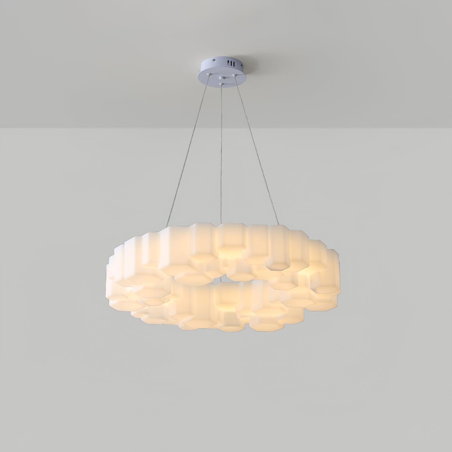 Modern White Honeycomb Geometric LED Ceiling Fixture for Contemporary Living Spaces
