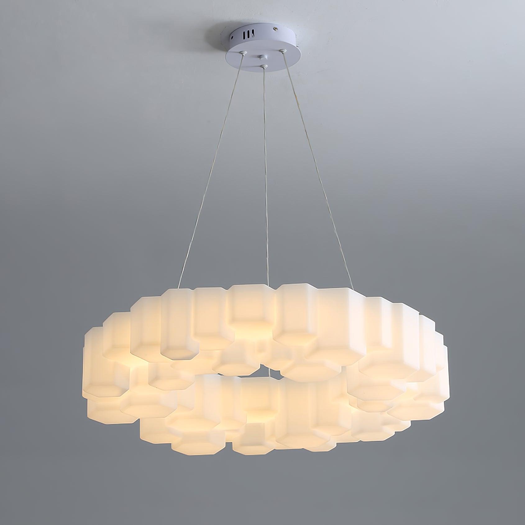 Modern White Honeycomb Geometric LED Ceiling Fixture for Contemporary Living Spaces