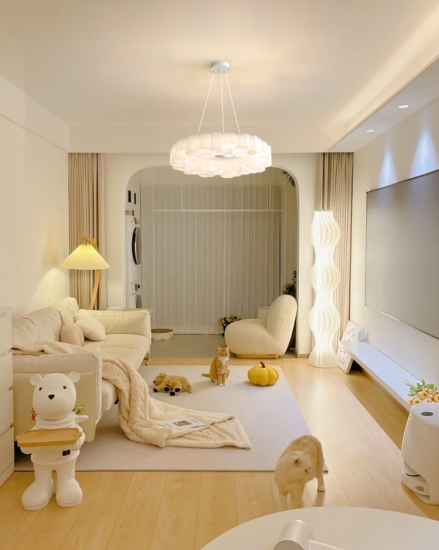 Modern White Honeycomb Geometric LED Ceiling Fixture for Contemporary Living Spaces