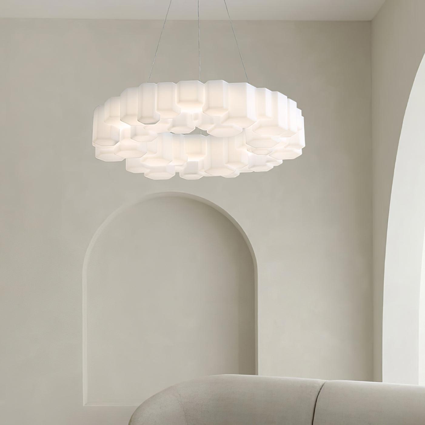 Modern White Honeycomb Geometric LED Ceiling Fixture for Contemporary Living Spaces