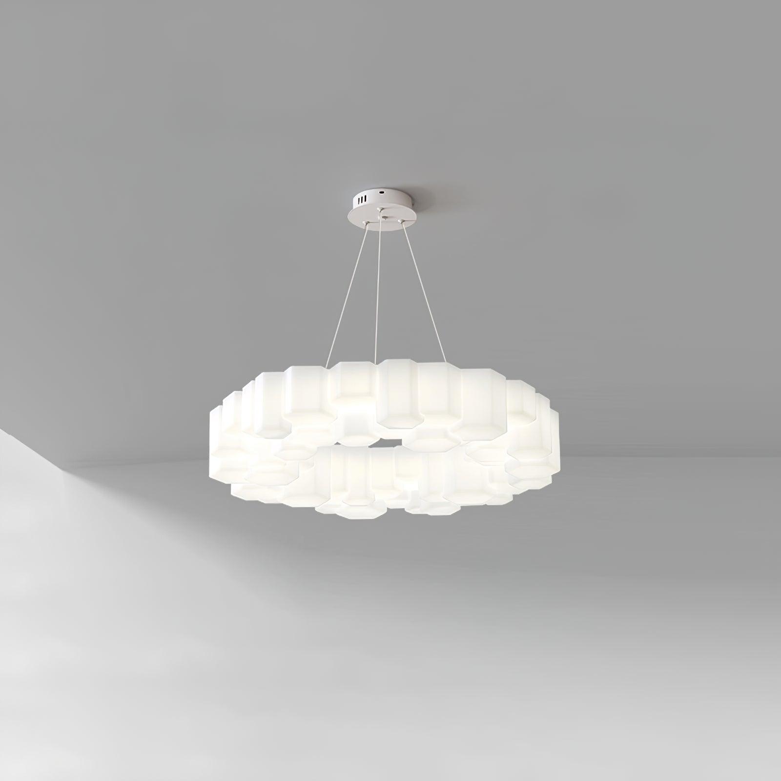 Modern White Honeycomb Geometric LED Ceiling Fixture for Contemporary Living Spaces