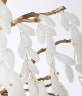 Modern White Jade Leaf Branch Brass Chandelier Luxury Hanging Pendant Light