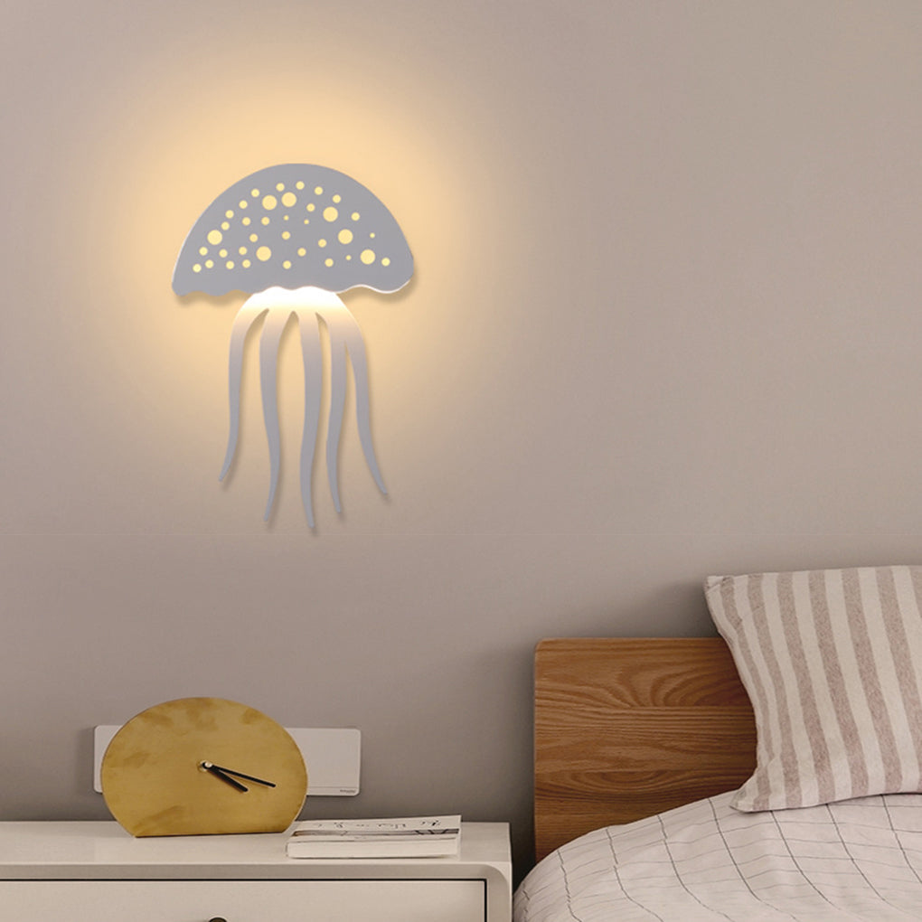Modern White Jellyfish LED Wall Sconce Creative Kids Room Decorative Lighting